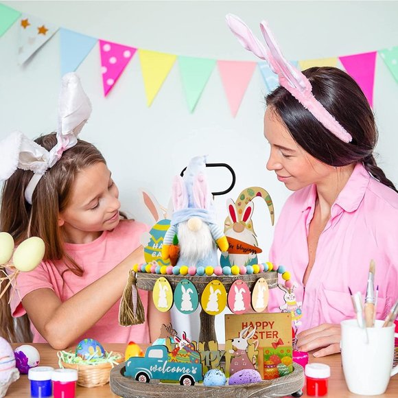 Farmhouse Wooden Easter Tiered Tray Decorations - 14Pcs - Picture 5 of 6